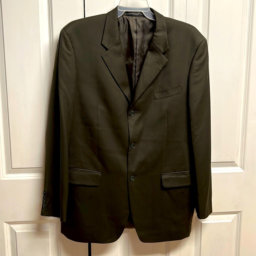 J Ferrar Dark Olive Green Wool Blend Sports Jacket Blazer 42L